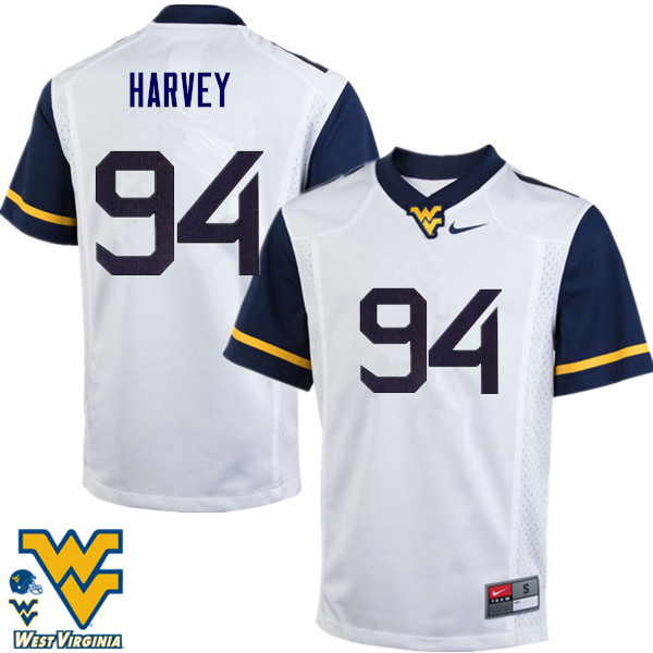 NCAA Men's Jalen Harvey West Virginia Mountaineers White #94 Nike Stitched Football College Authentic Jersey NK23G80PW